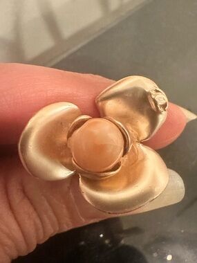 CHANEL Gold-Tone Pearl Camellia Ring
